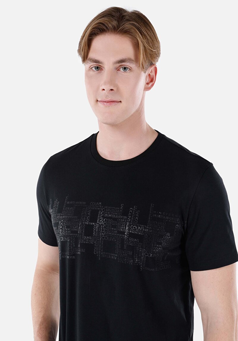 Regular Fit Yuvarlak Yaka Düz Erkek Siyah Kısa Kol Tişört