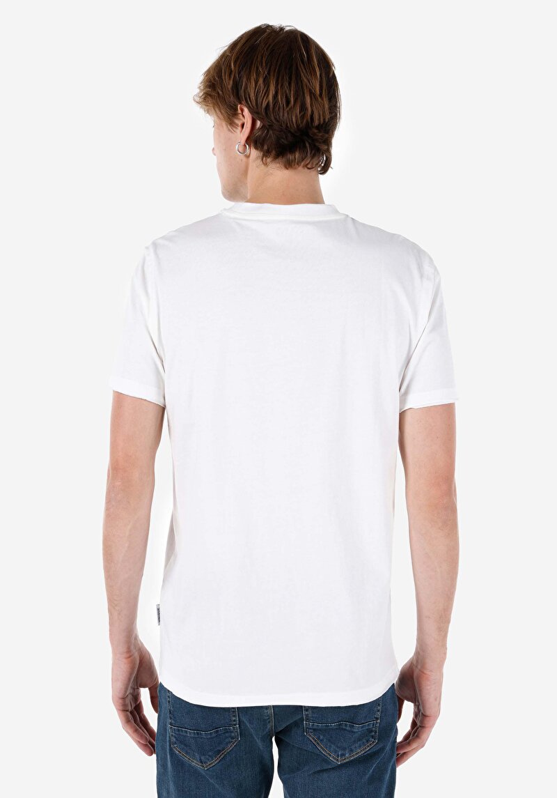 Regular Fit Yuvarlak Yaka Düz Erkek Beyaz Kısa Kol Tişört