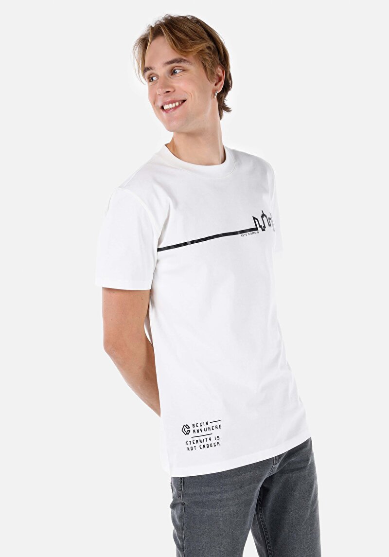 Comfort Fit Yuvarlak Yaka Düz Erkek Beyaz Kısa Kol Tişört