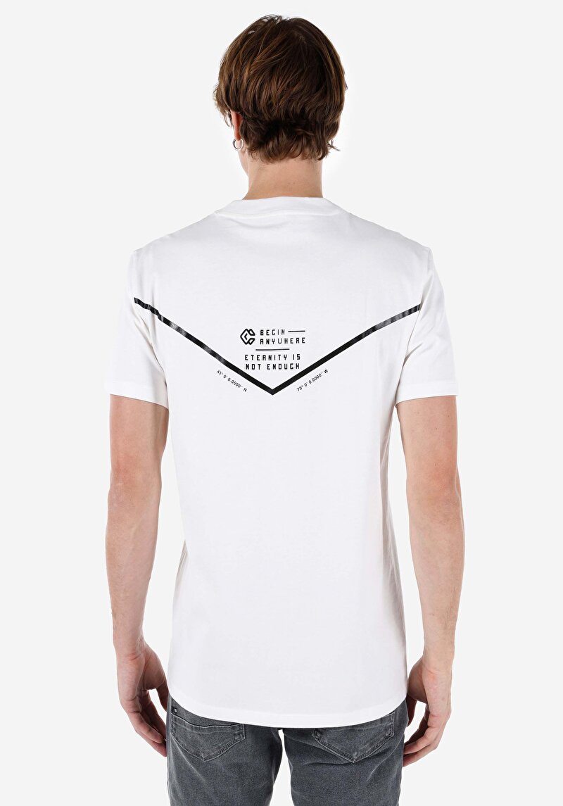 Comfort Fit Yuvarlak Yaka Düz Erkek Beyaz Kısa Kol Tişört