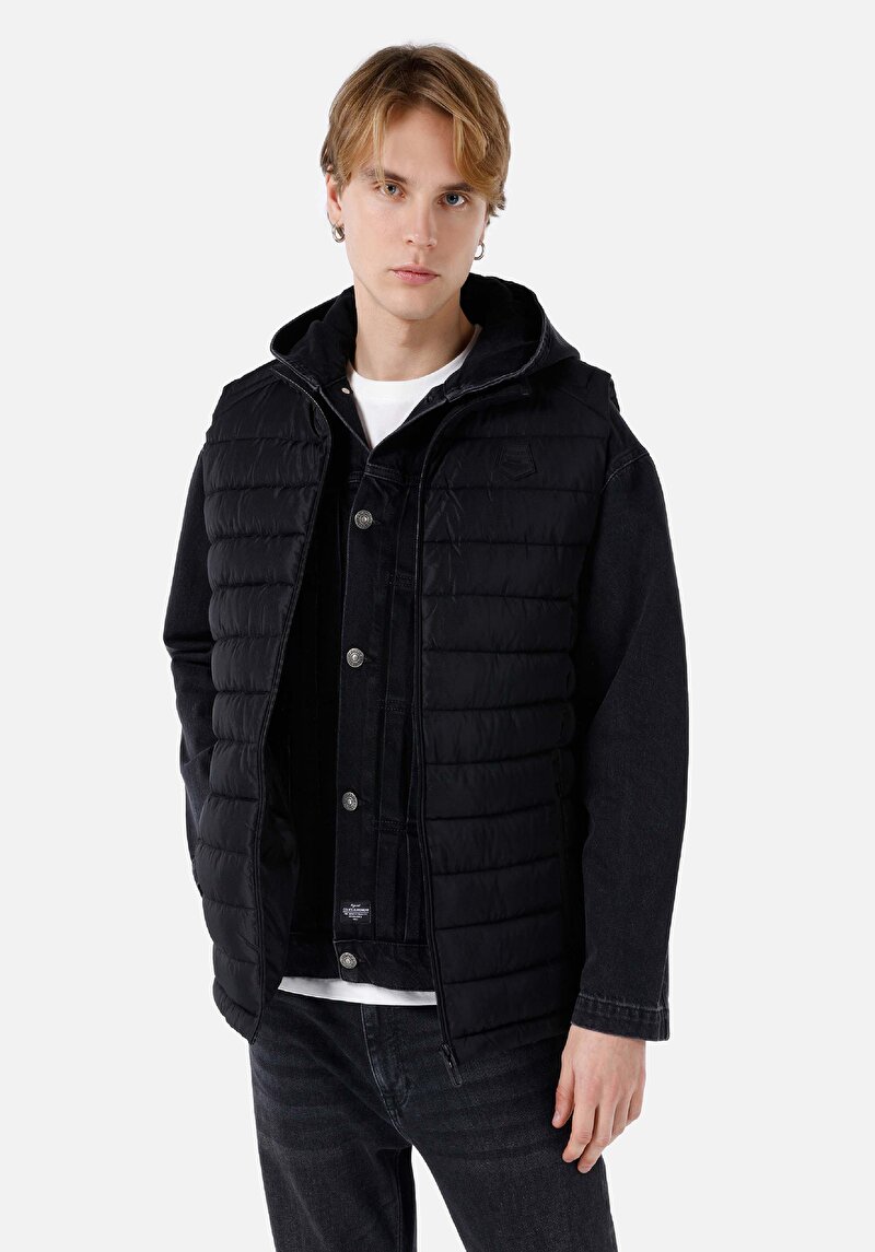 Regular Fit Fermuarlı Erkek Siyah Yelek