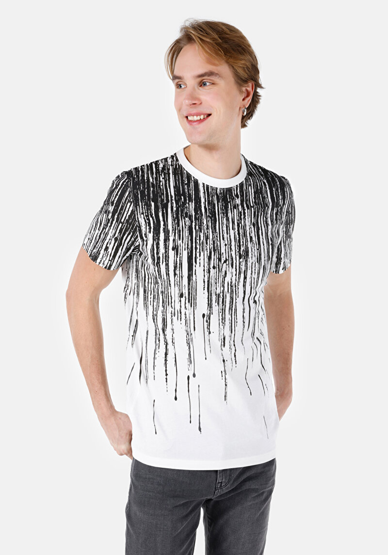 Regular Fit Yuvarlak Yaka Düz Erkek Beyaz Kısa Kol Tişört