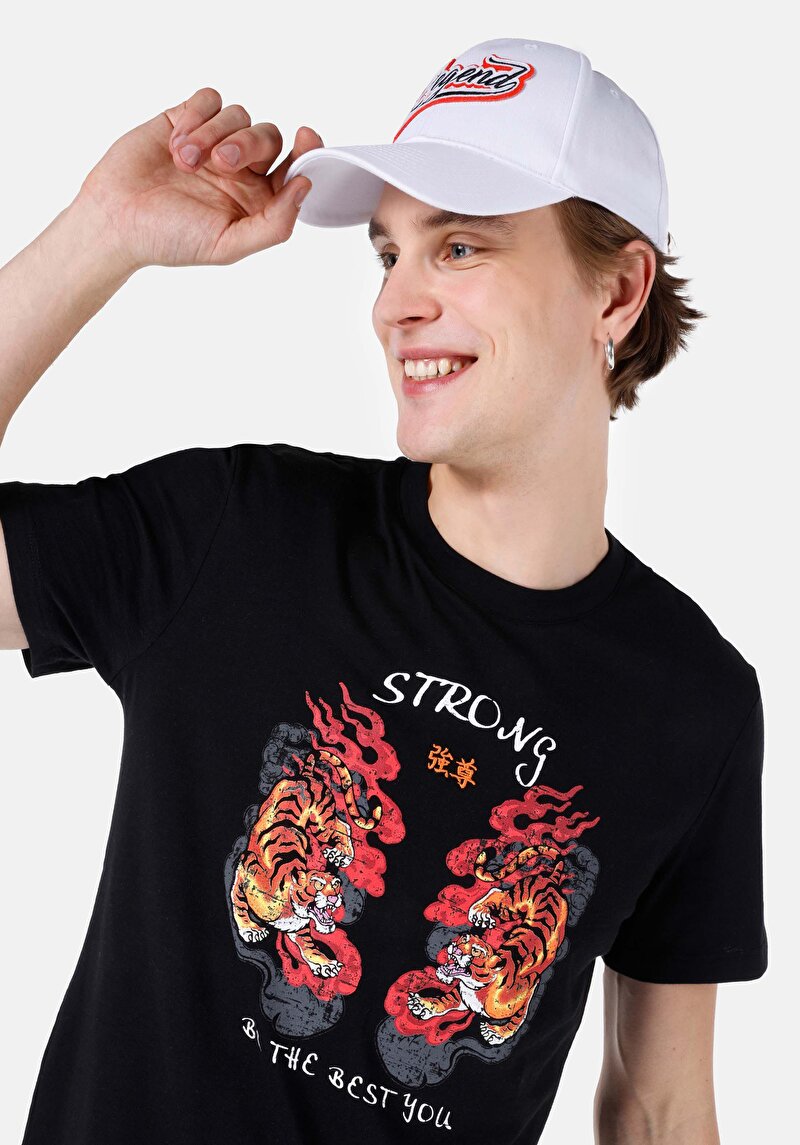 Regular Fit Yuvarlak Yaka Düz Erkek Siyah Kısa Kol Tişört