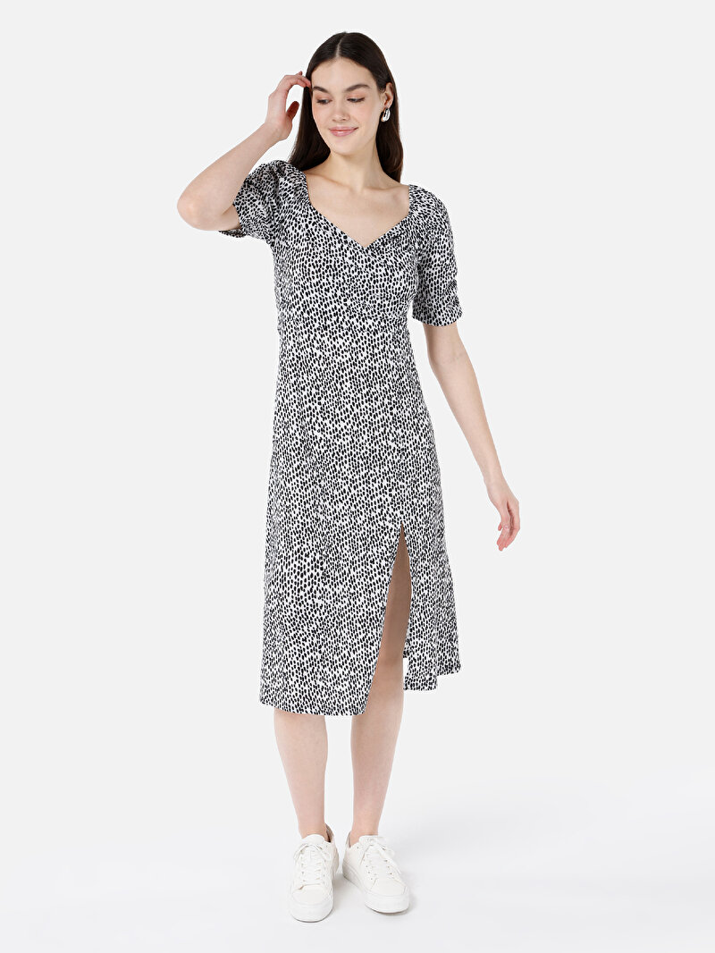 Regular Fit Kadın Siyah Karpuz Örme Elbise