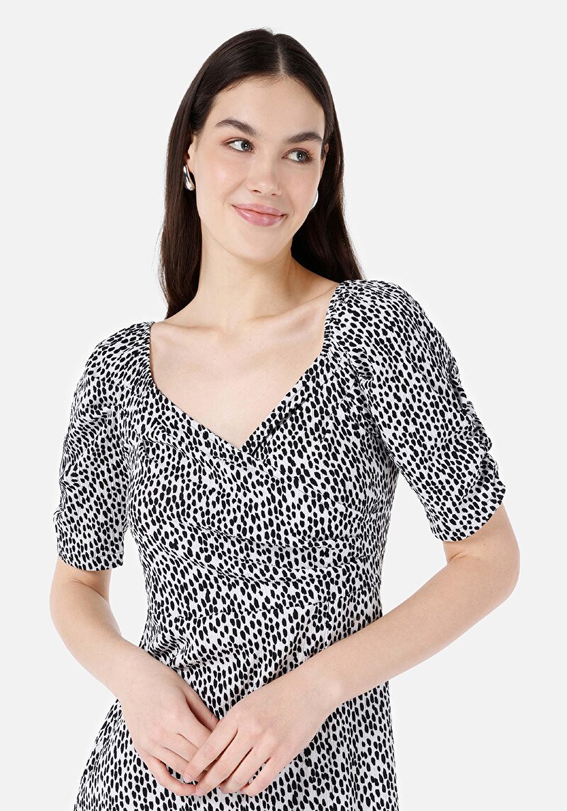 Regular Fit Kadın Siyah Karpuz Örme Elbise