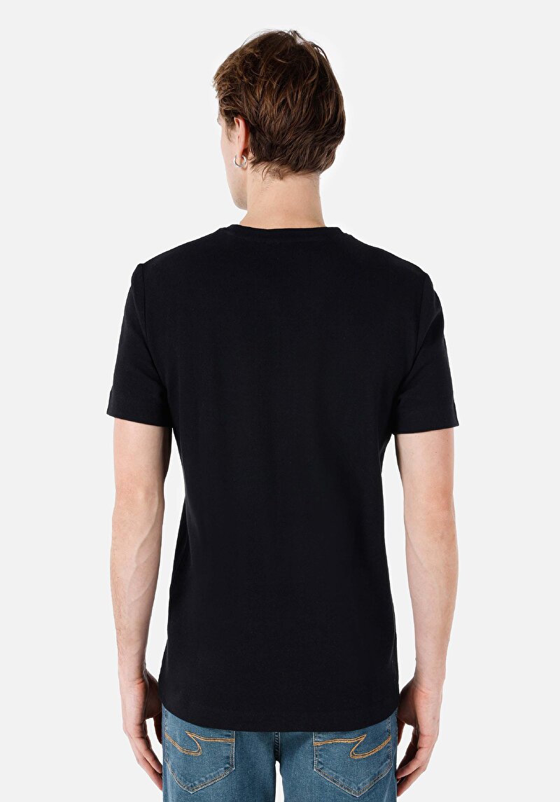 Regular Fit Yuvarlak Yaka Düz Erkek Siyah Kısa Kol Tişört