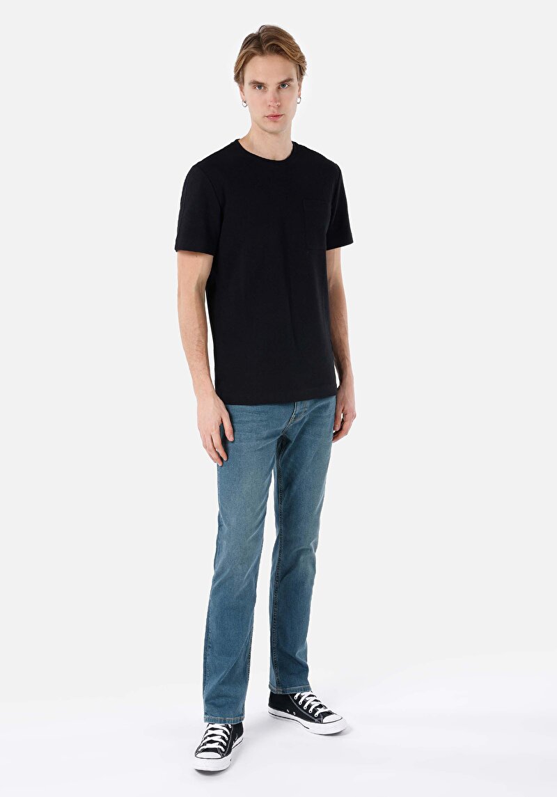 Regular Fit Yuvarlak Yaka Düz Erkek Siyah Kısa Kol Tişört
