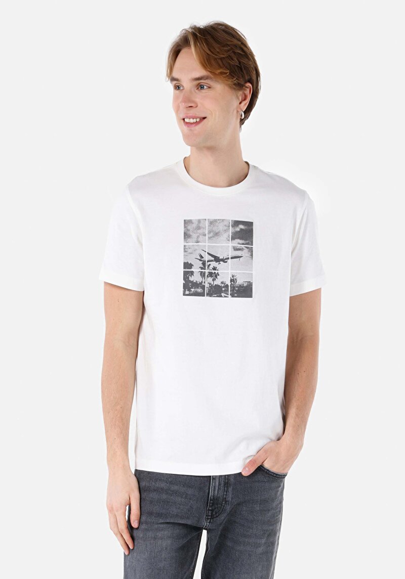 Regular Fit Yuvarlak Yaka Düz Erkek Beyaz Kısa Kol Tişört