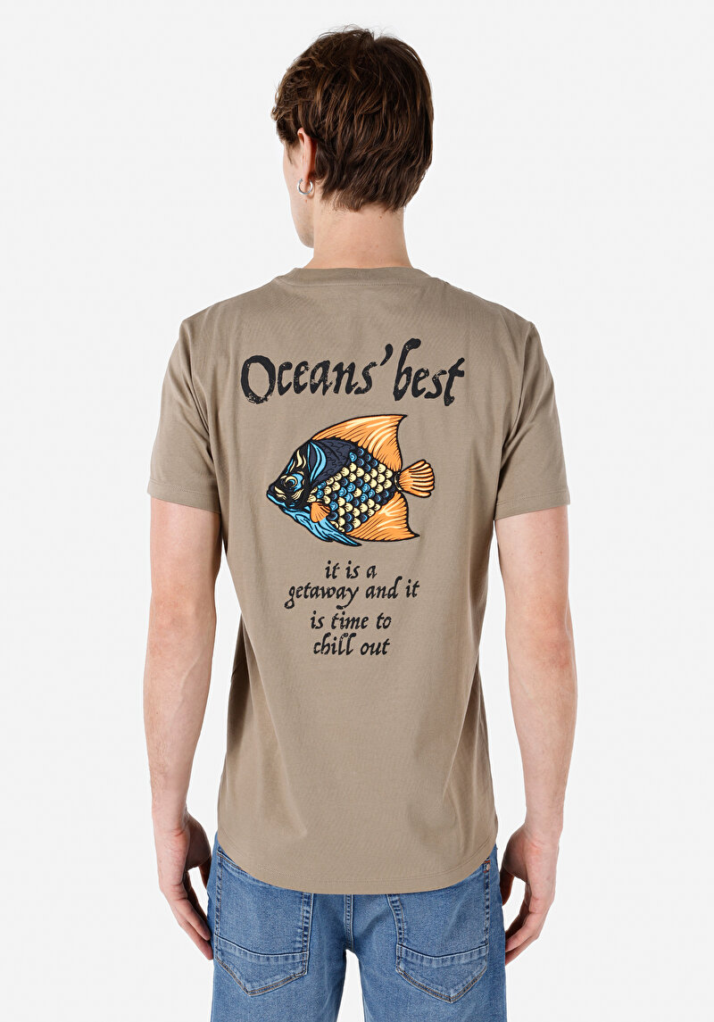 Regular Fit Yuvarlak Yaka Pamuklu Erkek Gri Kısa Kol Tişört