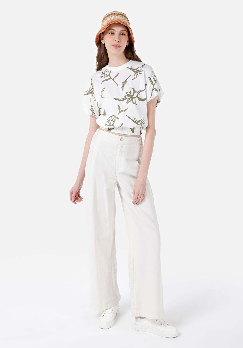 Regular Fit Yuvarlak Yaka Kadın Beyaz Kısa Kol Tişört