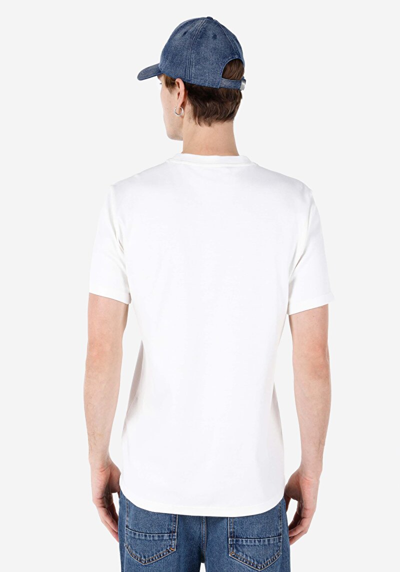 Regular Fit Yuvarlak Yaka Düz Erkek Beyaz Kısa Kol Tişört