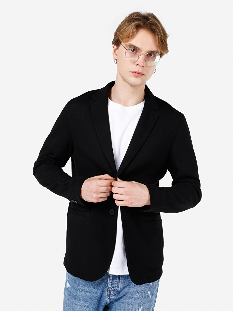 Slim Fit    Erkek Siyah Ceket
