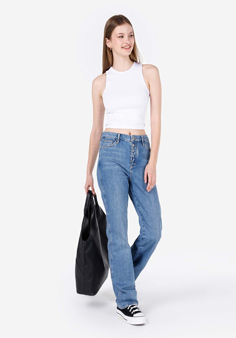 Slim Fit Kadın Beyaz Atlet