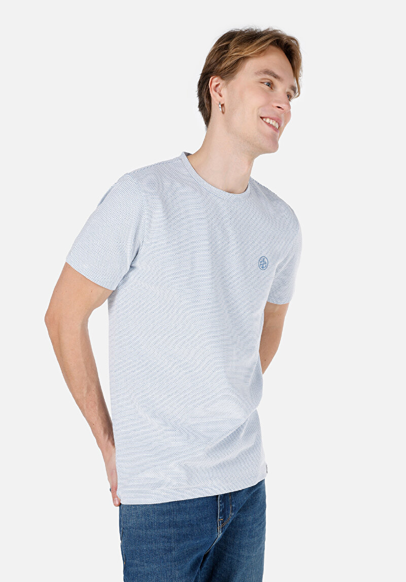 Regular Fit Yuvarlak Yaka Erkek Lacivert Kısa Kol Tişört