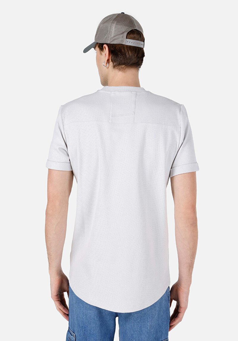 Regular Fit Yuvarlak Yaka Pamuklu Cepli Erkek Gri Kısa Kol Tişört