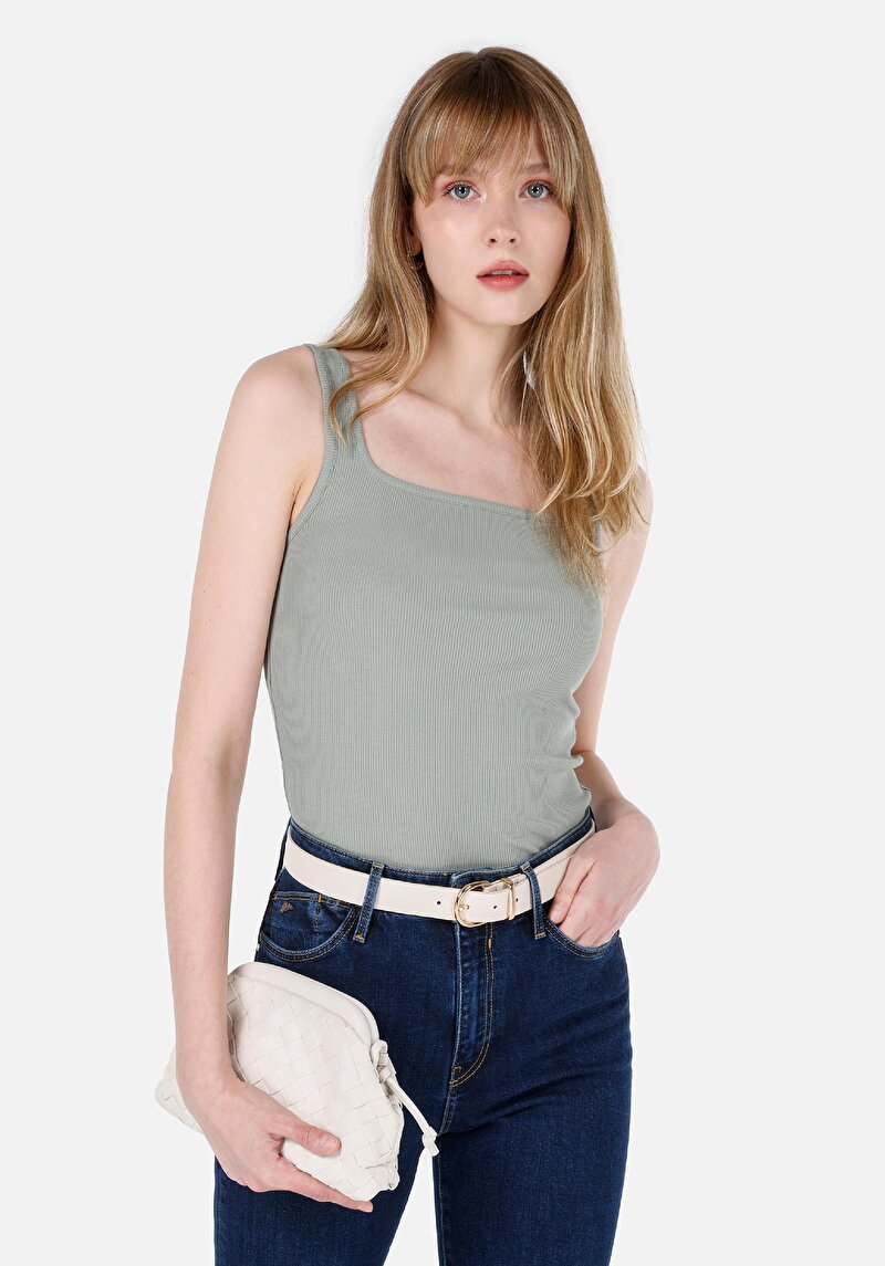 Slim Fit   Kadın Yeşil Atlet