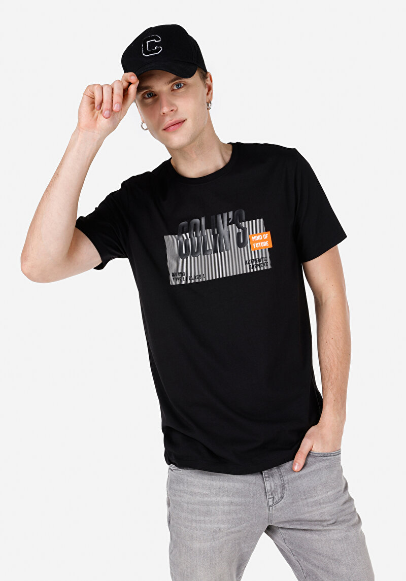 Regular Fit Yuvarlak Yaka Düz Erkek Siyah Kısa Kol Tişört