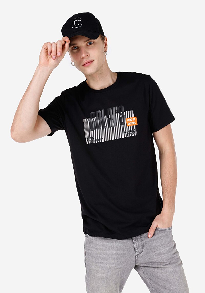 Regular Fit Yuvarlak Yaka Düz Erkek Siyah Kısa Kol Tişört