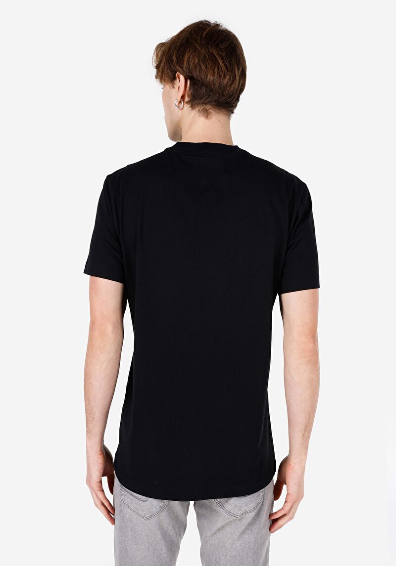 Comfort Fit Yuvarlak Yaka Düz Erkek Siyah Kısa Kol Tişört