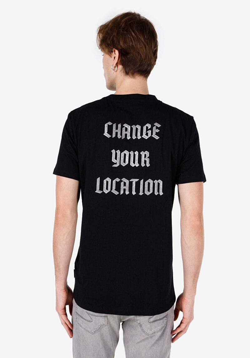 Regular Fit Yuvarlak Yaka Düz Erkek Siyah Kısa Kol Tişört