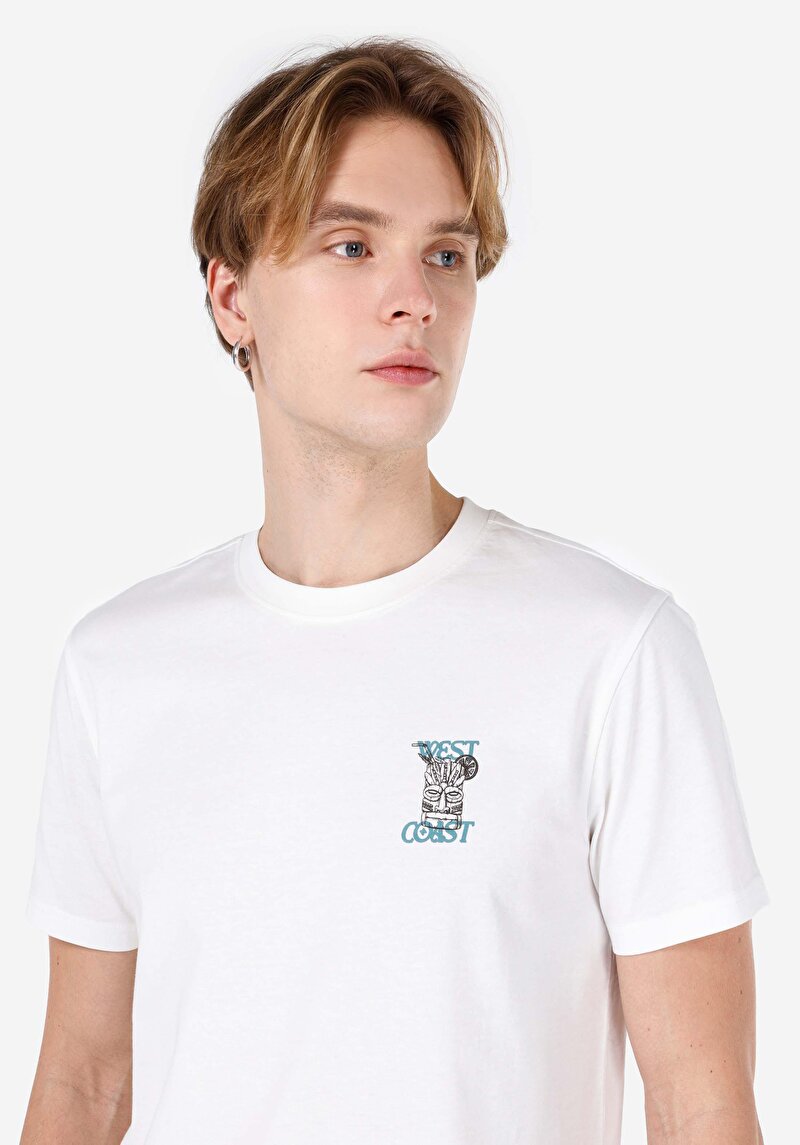 Regular Fit Yuvarlak Yaka Düz Erkek Beyaz Kısa Kol Tişört