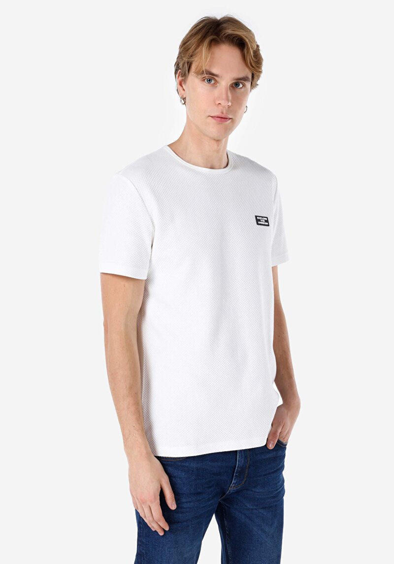 Regular Fit Yuvarlak Yaka Düz Erkek Beyaz Kısa Kol Tişört
