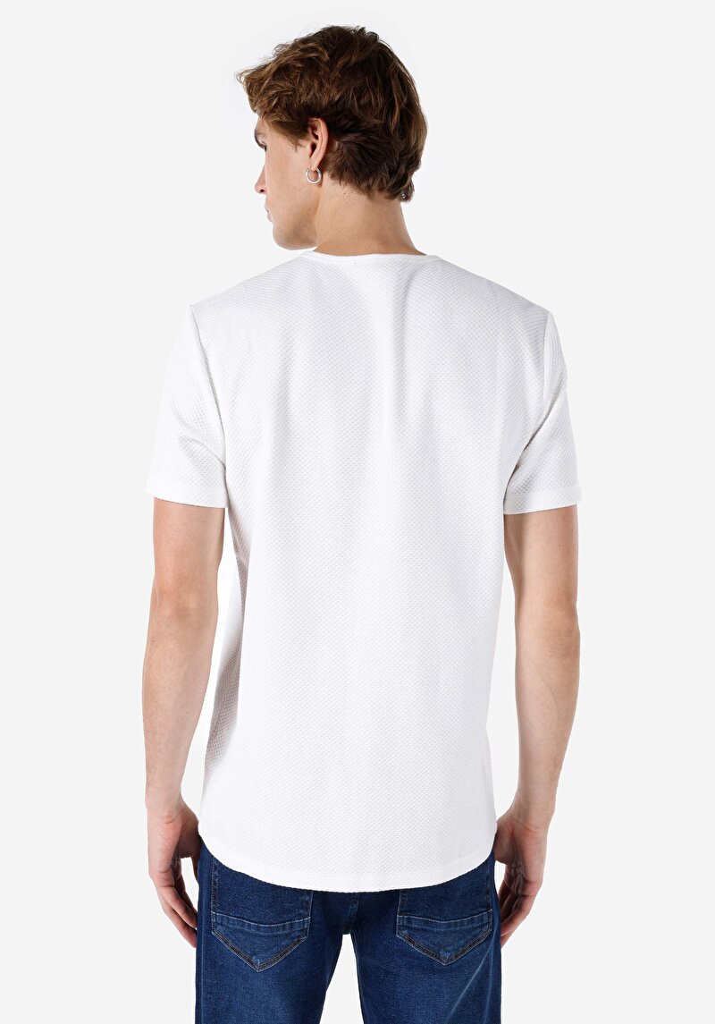 Regular Fit Yuvarlak Yaka Düz Erkek Beyaz Kısa Kol Tişört