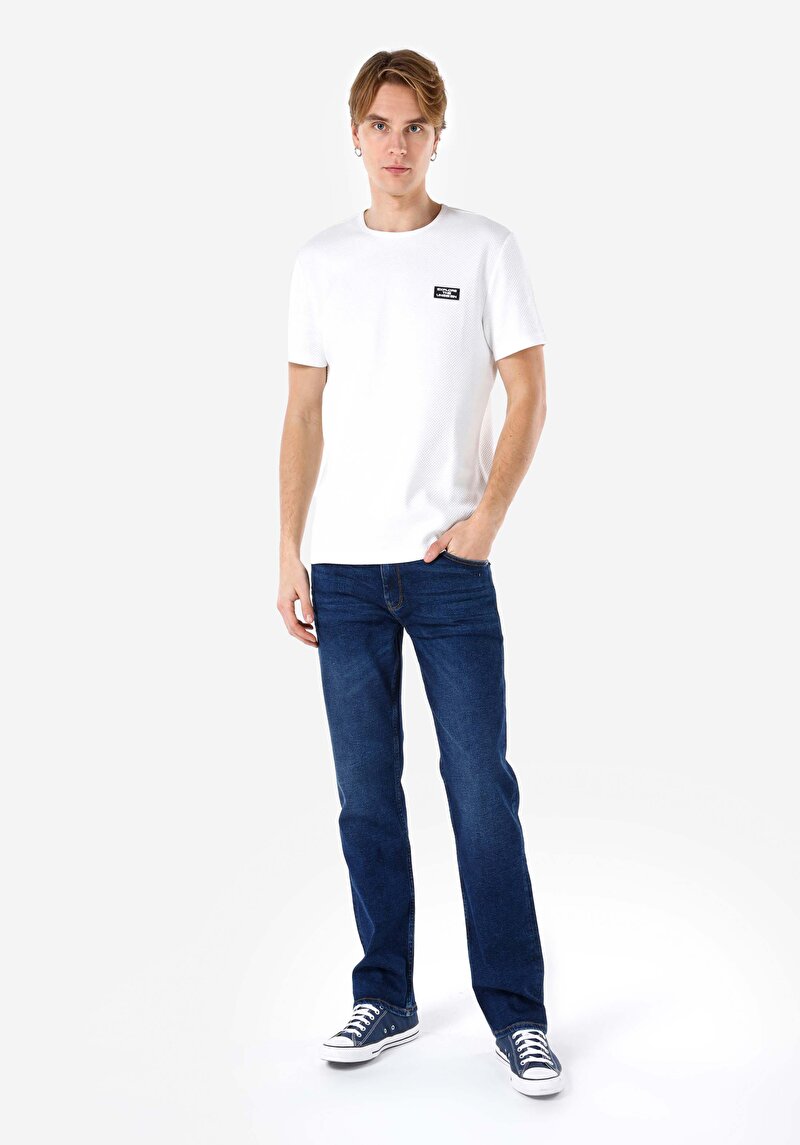 Regular Fit Yuvarlak Yaka Düz Erkek Beyaz Kısa Kol Tişört