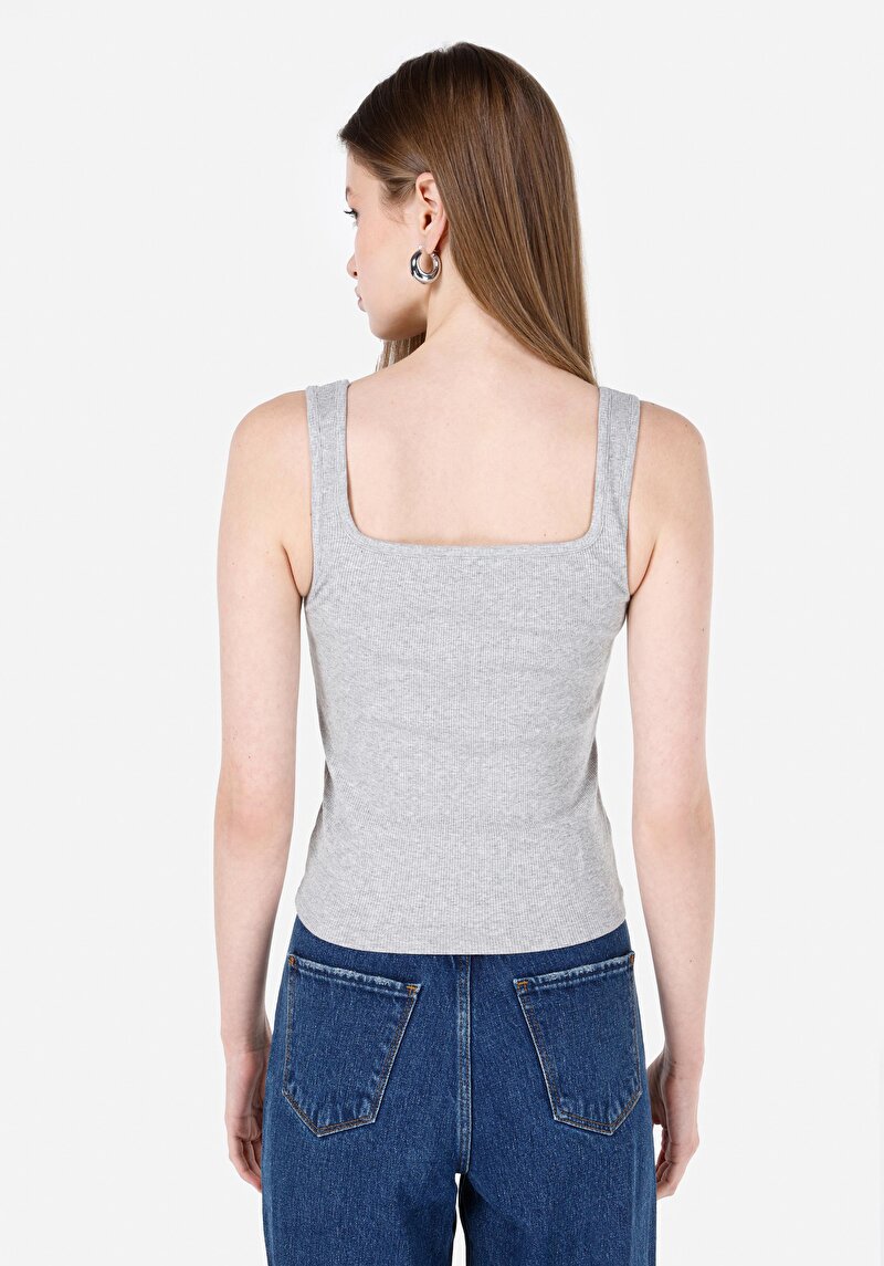 Slim Fit Kadın Gri Atlet