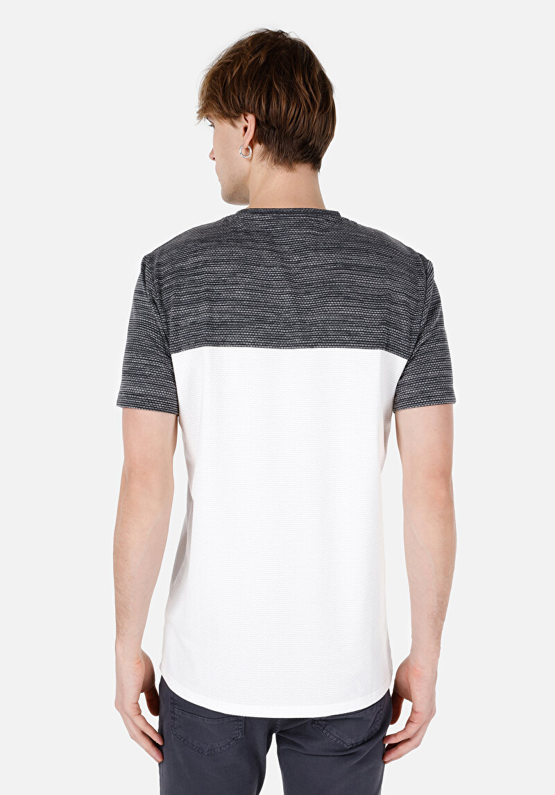 Regular Fit Yuvarlak Yaka Jakarlı Erkek Siyah Kısa Kol Tişört