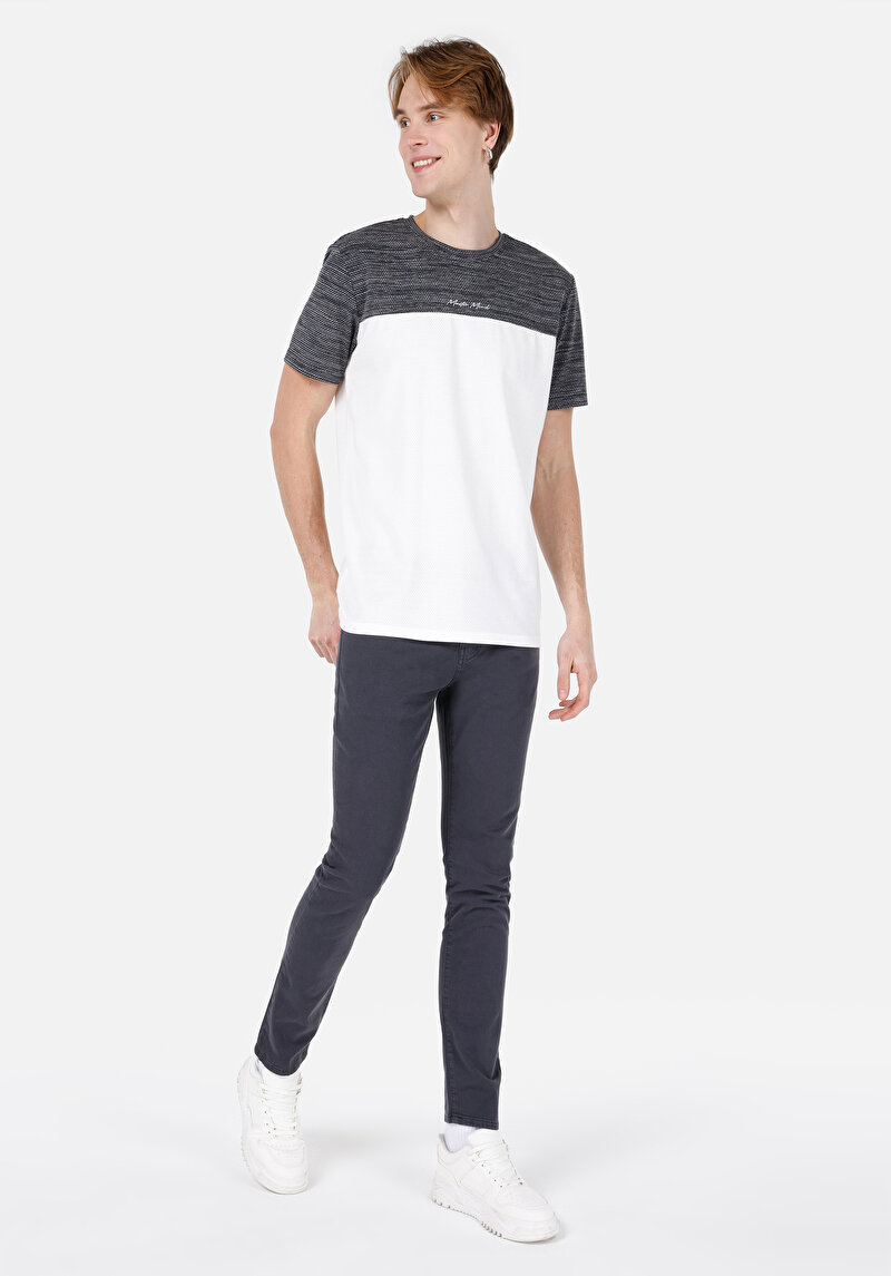 Regular Fit Yuvarlak Yaka Jakarlı Erkek Siyah Kısa Kol Tişört