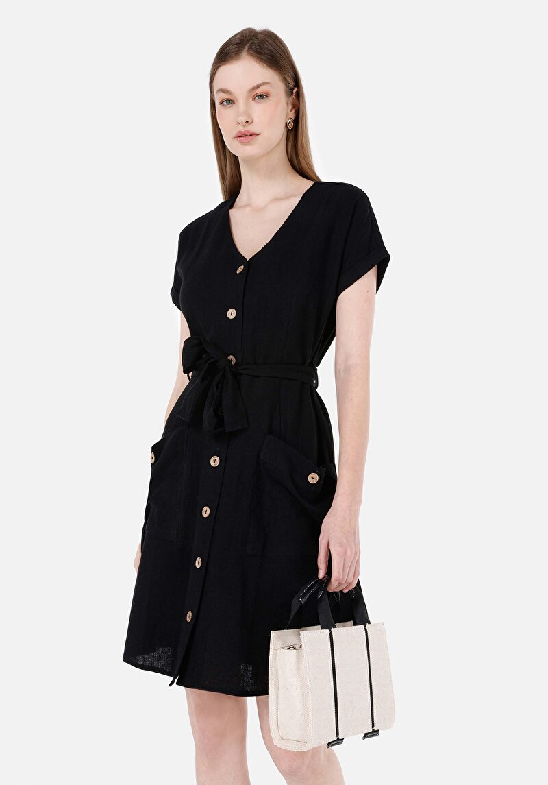 Regular Fit Kadın Siyah Elbise