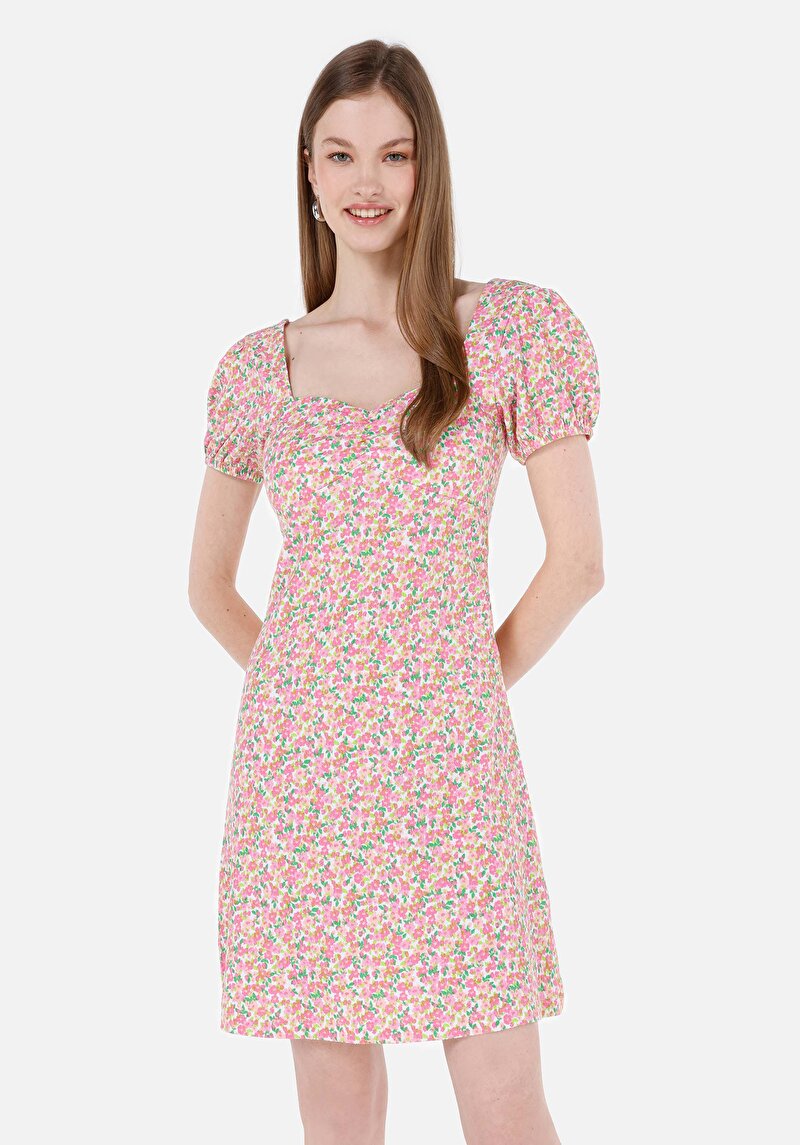 Slim Fit Kadın Pembe Kısa Kol Elbise