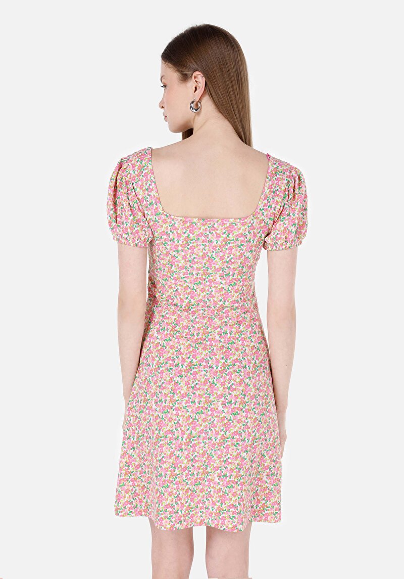 Slim Fit Kadın Pembe Kısa Kol Elbise