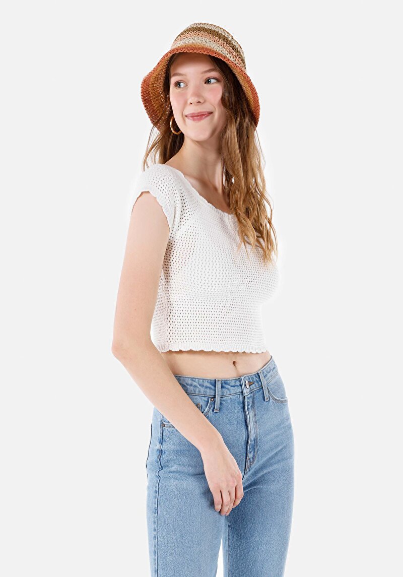 Slim Fit Kadın Beyaz Kazak