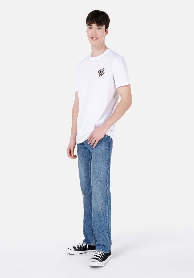 Regular Fit Yuvarlak Yaka Düz Erkek Beyaz Kısa Kol Tişört