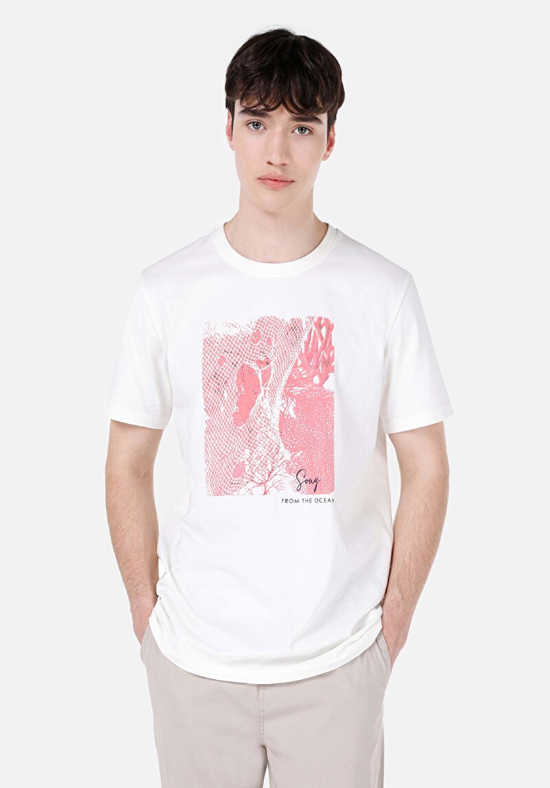 Regular Fit Yuvarlak Yaka Düz Erkek Beyaz Kısa Kol Tişört