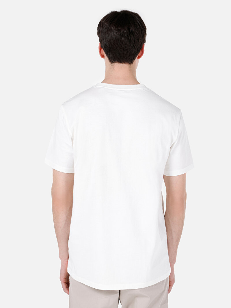 Regular Fit Yuvarlak Yaka Düz Erkek Beyaz Kısa Kol Tişört