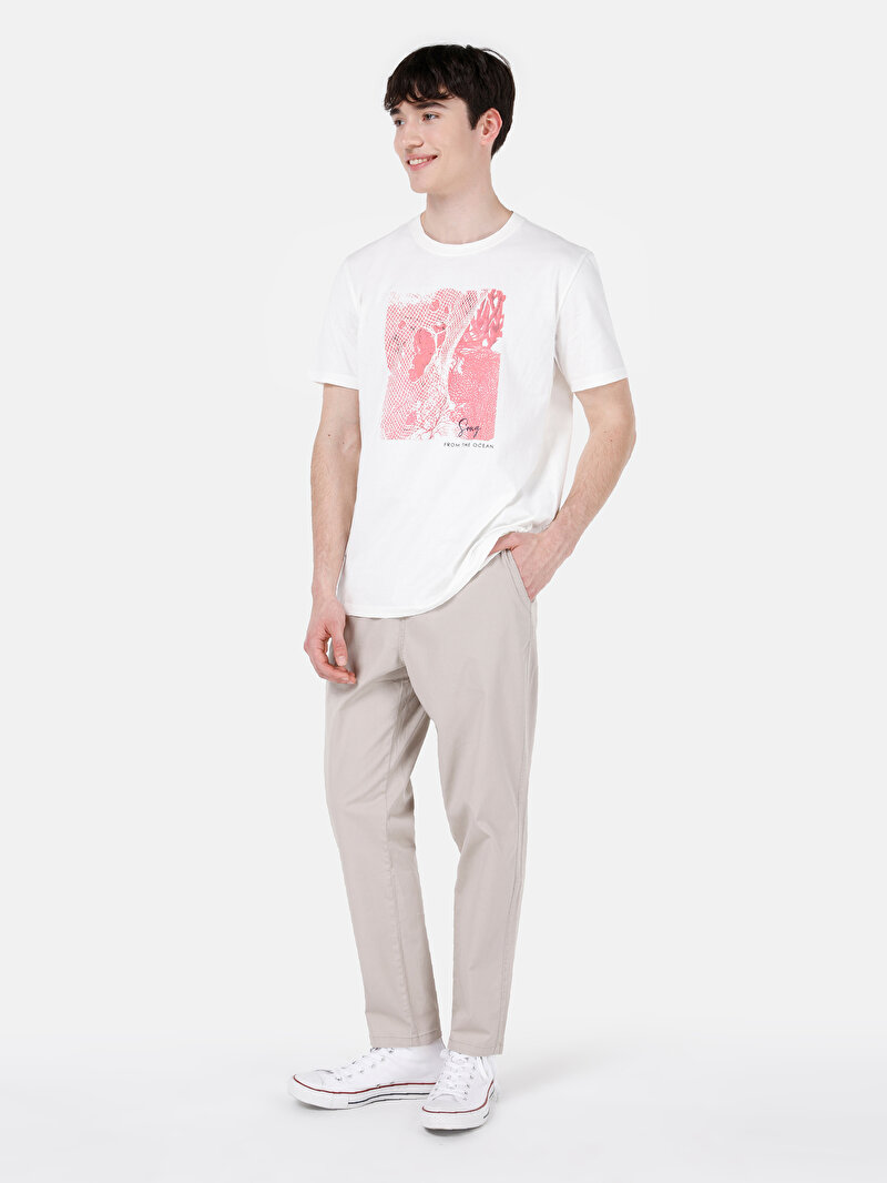 Regular Fit Yuvarlak Yaka Düz Erkek Beyaz Kısa Kol Tişört