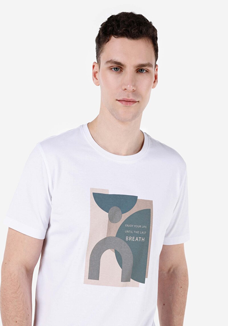 Regular Fit Yuvarlak Yaka Düz Erkek Beyaz Kısa Kol Tişört