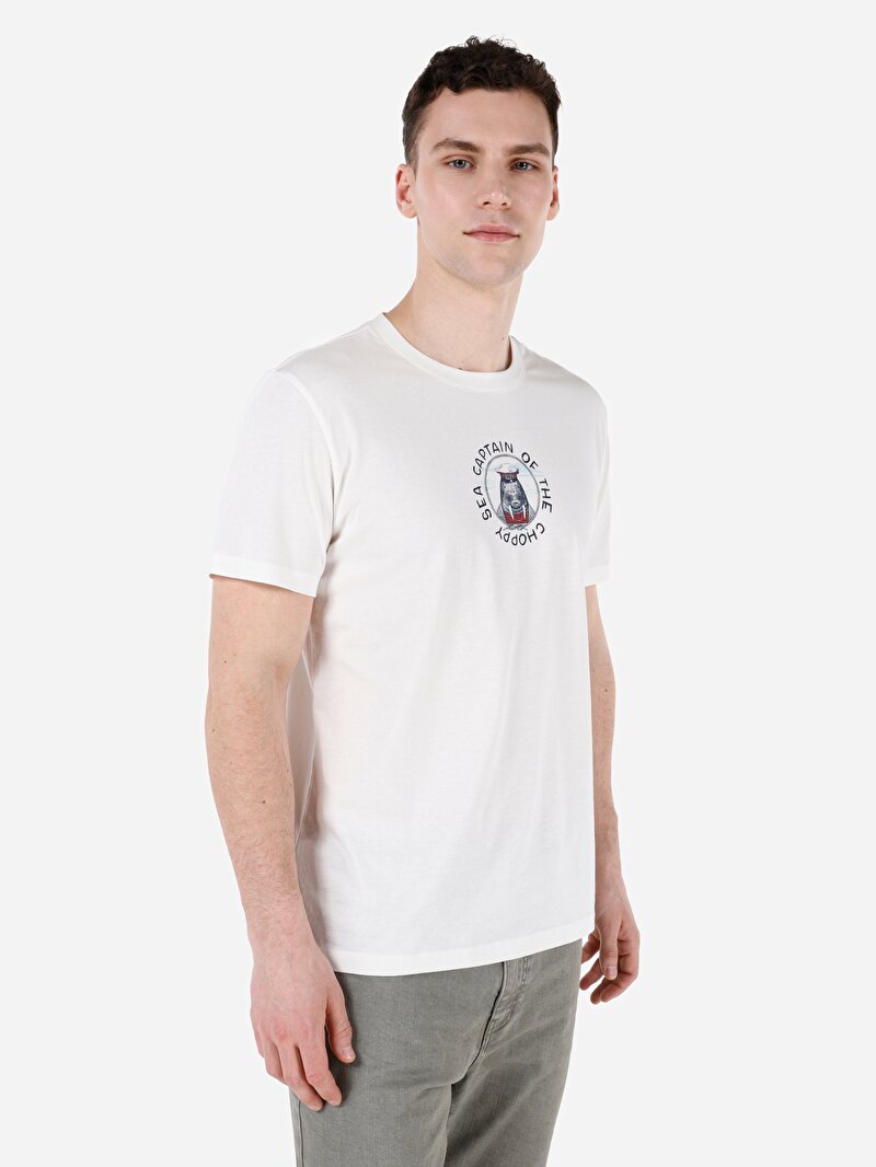 Regular Fit Yuvarlak Yaka Düz Erkek Beyaz Kısa Kol Tişört