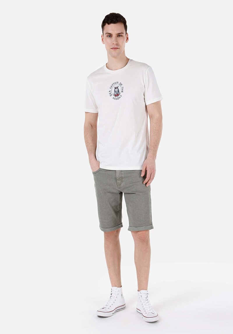 Regular Fit Yuvarlak Yaka Düz Erkek Beyaz Kısa Kol Tişört