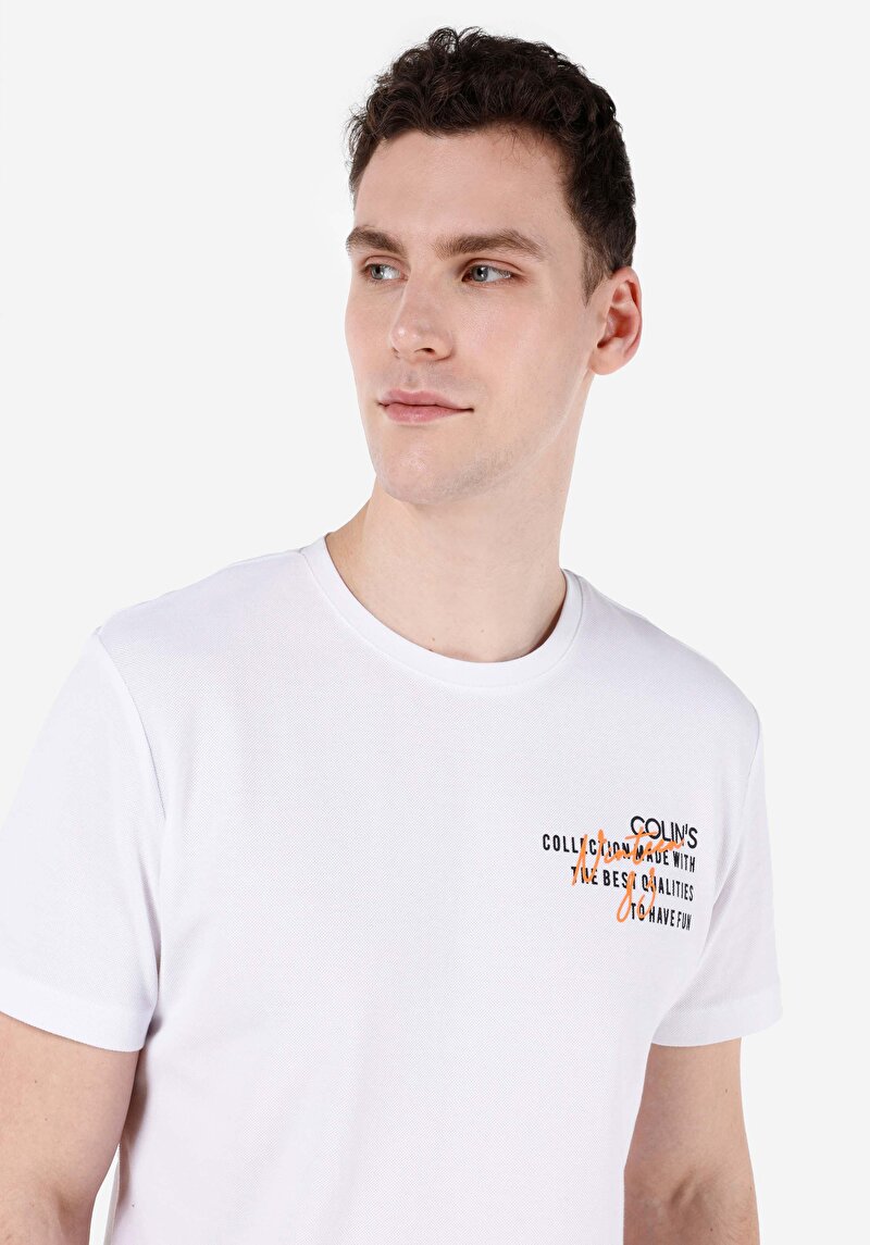 Regular Fit Yuvarlak Yaka Düz Erkek Beyaz Kısa Kol Tişört