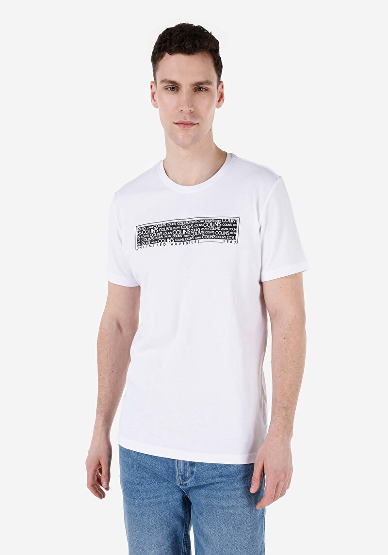 Regular Fit Yuvarlak Yaka Düz Erkek Beyaz Kısa Kol Örme Tişört