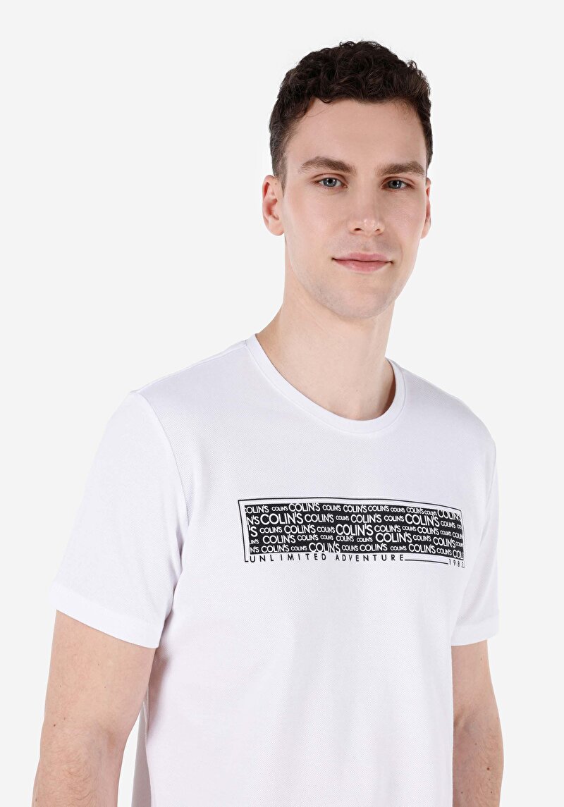 Regular Fit Yuvarlak Yaka Düz Erkek Beyaz Kısa Kol Örme Tişört