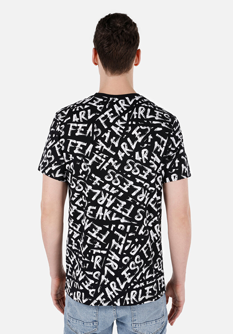 Regular Fit Yuvarlak Yaka Erkek Siyah Kısa Kol Tişört