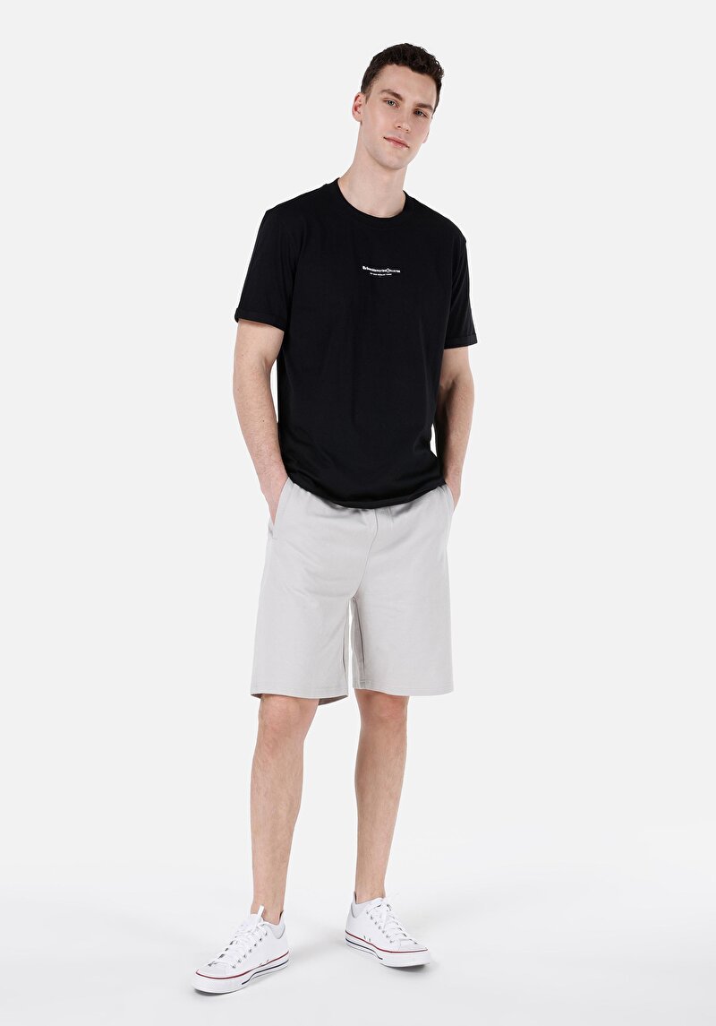 Regular Fit Pamuklu Orta Bel Düz Erkek Taş Şort