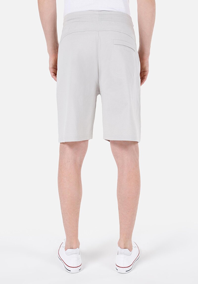 Regular Fit Pamuklu Orta Bel Düz Erkek Taş Şort