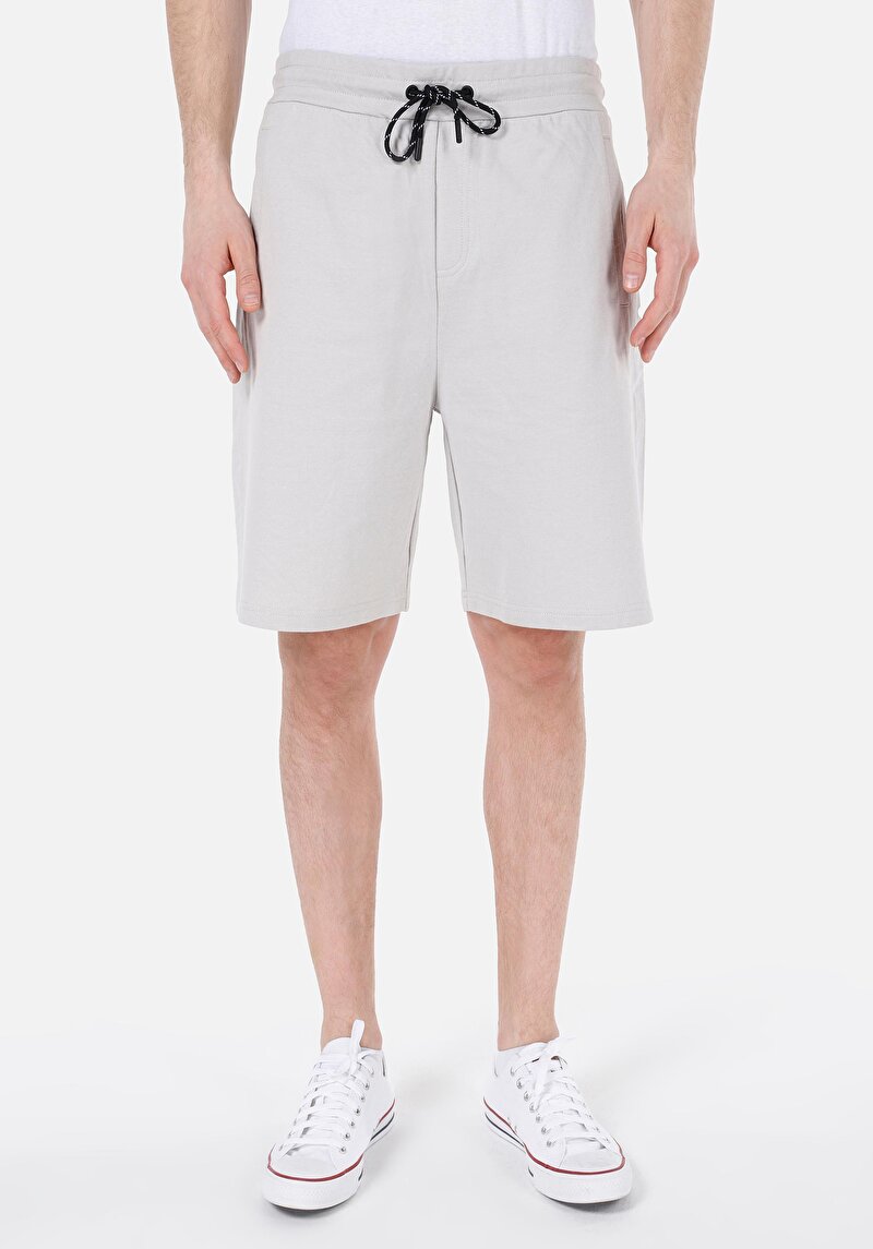Regular Fit Pamuklu Orta Bel Düz Erkek Taş Şort