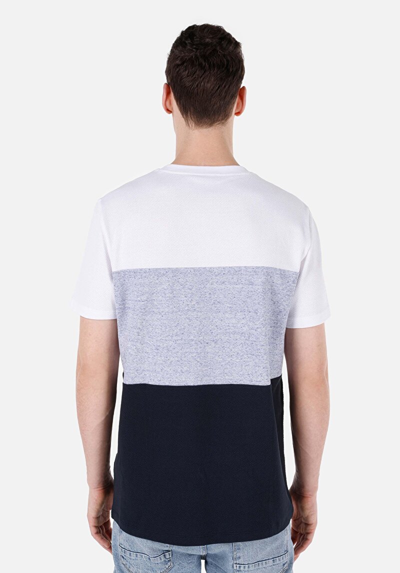 Regular Fit Yuvarlak Yaka Düz Erkek Lacivert Kısa Kol Tişört